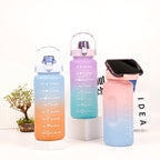 Gradient Plastic Water Bottle with Straw 2L