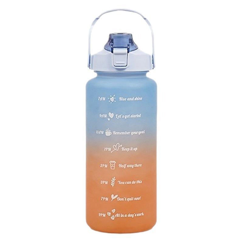 Gradient Plastic Water Bottle with Straw 2L