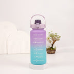 Gradient Plastic Water Bottle with Straw 2L