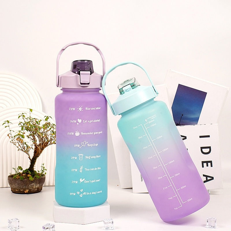 Gradient Plastic Water Bottle with Straw 2L