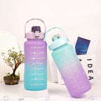 Gradient Plastic Water Bottle with Straw 2L