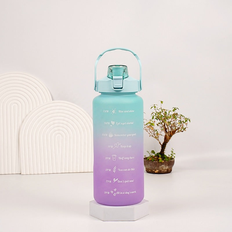 Gradient Plastic Water Bottle with Straw 2L