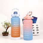 Gradient Plastic Water Bottle with Straw 2L